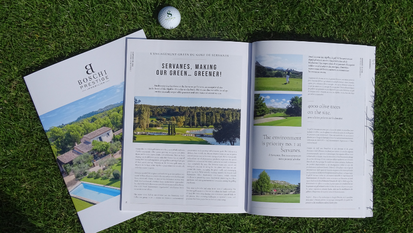Article sur le Golf de Servanes dans le magazine Boschi Immobilier Prestige - Open Golf Club